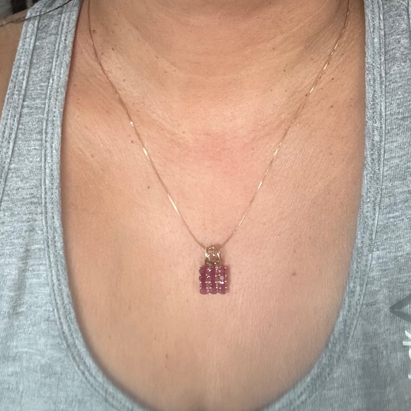 14K Gold Cluster Ruby Pendant & Necklace - Picture 7 of 7